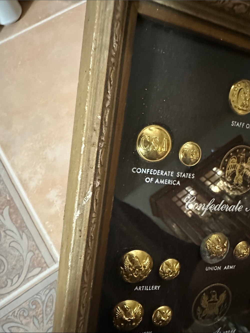 Confederate & Union Army Civil War Button Collection Wall Art - Gold - Picture 7 of 14